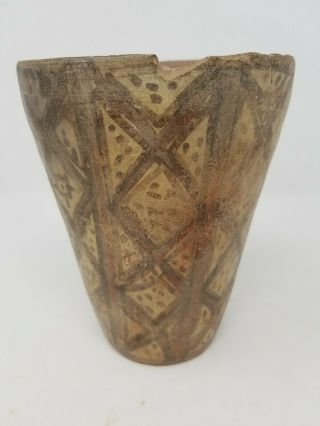 ANCIENT PRE - COLUMBIAN NAZCA POLYCHROME POTTERY CHOCOLATE CUP TALL VESSEL 3