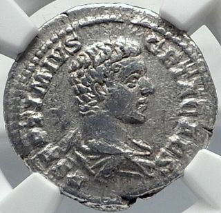 Geta Authentic Ancient 202ad Rome Silver Roman Coin Minerva Ngc I82224