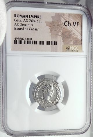 GETA Authentic Ancient 202AD Rome Silver Roman Coin MINERVA NGC i82224 3