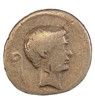 Marc Antony 42bc Ancient Roman Silver Denarius Sol 19mm 3.  69g