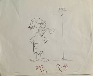 Fred Flintstone Production Drawing Boss For A Day 1963 Hanna Barbera