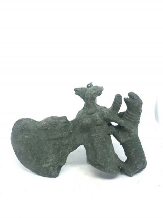 Ancient Luristan Bronze Waraxe With Beast Terminal
