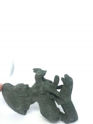 Ancient luristan bronze waraxe with beast terminal 3