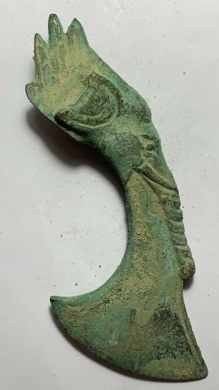 Scarce Ancient Luristan Bronze Axe Head - Elephant Terminal Circa 1000 Bce 200mm