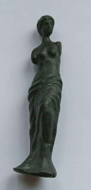 Scarce Ancient Roman Bronze Statuette With The Goddess Of Love Venus 100 - 400 Ad