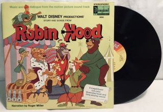 Walt Disney Story And Songs From Robin Hood 1973 Lp Vinyl Album 3810