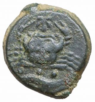 Sicily Akragas Bronze Tetras Ancient Greek Coins Old Coin Antike Munze Crab