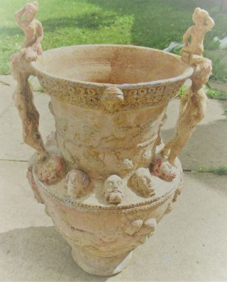 Ancient Greek Terracotta Amphora Vessel Richly Decorated Hellenistic