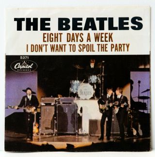 The Beatles 1965 " Eight Days A Week " 7 " Vinyl 45rpm W Pic Slv Vg Record Vg,