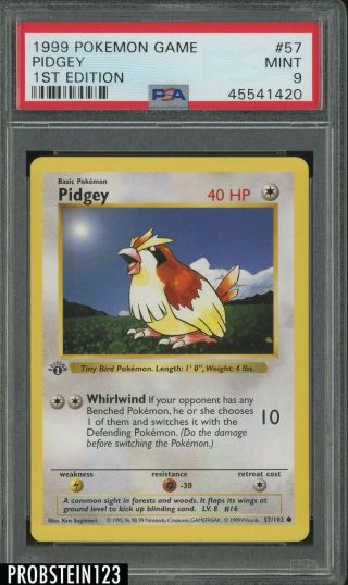 1999 Pokemon Game 1st Edition 57 Pidgey Psa 9