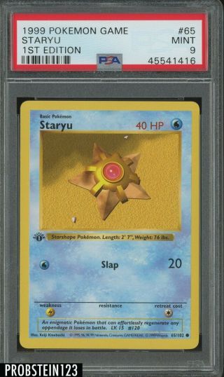 1999 Pokemon Game 1st Edition 65 Staryu Psa 9