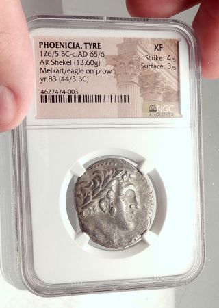 TYRE SHEKEL Ancient BIBLICAL Silver Jewish Temple Tax Greek Coin NGC i71326 3
