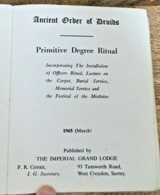 1965 Ancient Order Of Druids Primitive Degree Ritual Book (10)