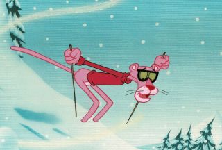 Pink Panther Production Animation Cel Skiing Olympinks 1980 Pnk260