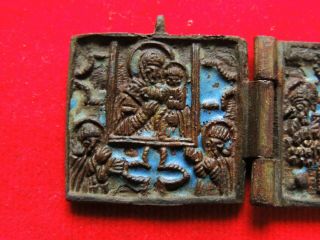 Ancient bronze religious medallion icon 18th century 2