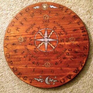 Hand Made Wooden Ouija Spirit Talking Board " Runes Ancient Seal "