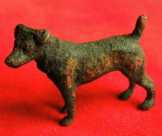 Ancient Bronze Roman Artifact Dog In Animal Style