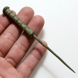 Very Rare Ancient Roman Bronze Writing Tool Pen Circa 100 - 400 Ad