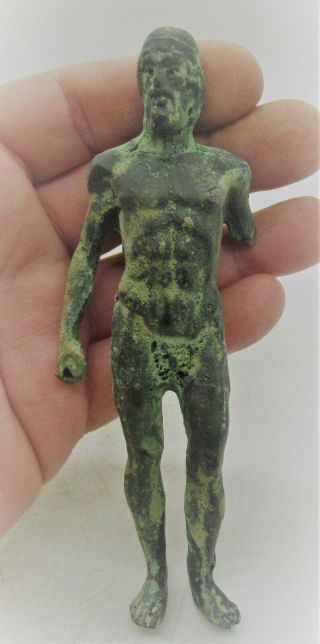 European Finds Ancient Roman Bronze Zues Statuette Ca 200 - 300ad
