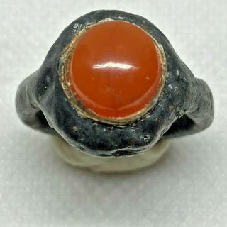 Roman Ancient Silver Plated With Agate Stone Ring - Ra0080
