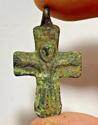 Ancient Byzantine Bronze Crusaders Cross Pendant Wearable 38mm