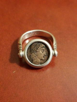Sterling Ancient Roman Coin Ring 6.  5