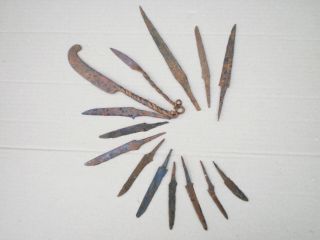 Ancient Rare Authentic Viking Classic Iron Knives Ca 8 - 10 Century Ad Set 14