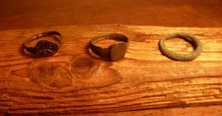 3 Ancient Rings - Two Roman And One Viking Norse - Intact - Metal Detecting Finds