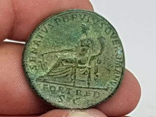 Rare Ancient Roman Bronze Coin Sestertius Of Trajan 18 Gr 31 Mm