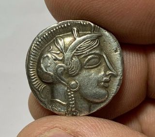Ancient Greek Silver Coin Tetradrachm Athens/owl Fourree 8gr 24.  3mm