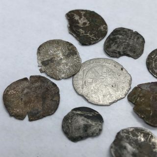 9 Authentic Medieval Silver Coin Artifacts - European Metal Detector Finds Old 3