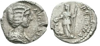Ancient Rome Julia Domna 196 - 211 Ad Silver Denarius Juno Sceptre Peacock