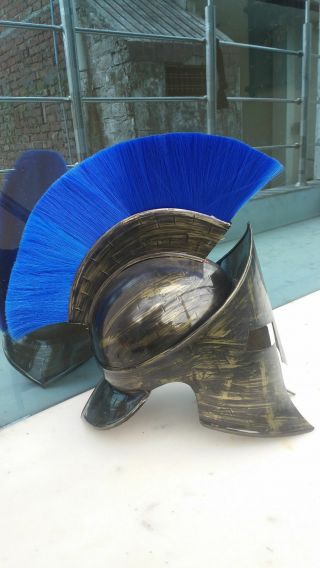 Medieval 300 Movie Spartan Ancient Armour Helmet W/ Blue Plume Larp Reenactment