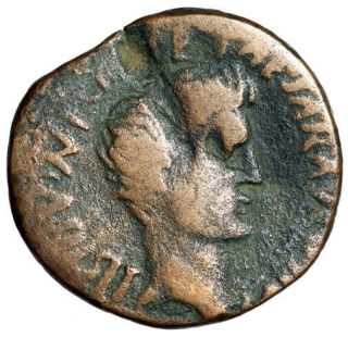 First Roman Emperor Augustus Large Coin " Portrait & Sc " With C Plotius Rufus