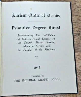1945 Ancient Order Of Druids Primitive Degree Ritual Book (93)