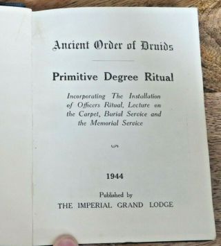 1944 Ancient Order Of Druids Primitive Degree Ritual Book (1)