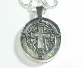 Signed Ahm With Certificate Ancient Roman Glass Cross 1 1/16 " Pendant 18 " Chain