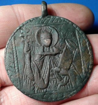 Pendant Ancient Bronze Religious Medallion.