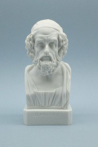 Homer Bust Sculpture Ancient Greek Marble Statue 8.  27 Inches