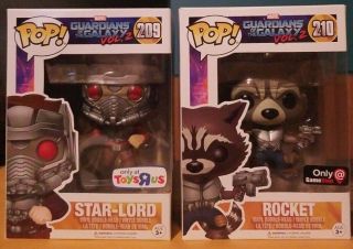 Funko Pop Guardians Of The Galaxy Vol - 2 Star - Lord 209 & Rocket 210