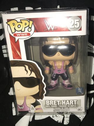 2016 Funko Pop Wwe Bret Hart 25 Vaulted W/protective Case And