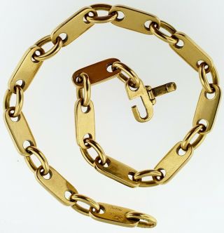 Cartier Paris 18k Yellow Gold Flat Oval Bar Link Bracelet - 8.  5 " Long Vintage