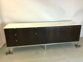 Vintage Florence Knoll Rosewood & Calacatta Marble Top Credenza 1960 