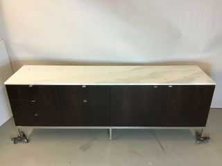 VINTAGE FLORENCE KNOLL ROSEWOOD & CALACATTA MARBLE TOP CREDENZA 1960 ' S - 2