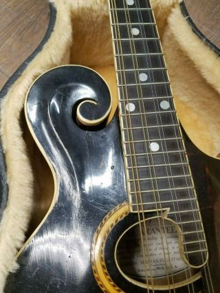 Early 1900 ' s Vintage Gibson F - 2 Mandolin Black w/case 3