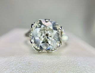 Vintage Art Deco 14k White Gold Old Mine Cut Diamond Filigree Engagement Ring