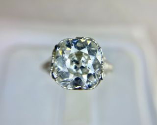 Vintage Art Deco 14k White Gold Old Mine Cut Diamond Filigree Engagement Ring 2