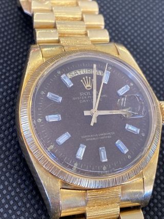 VINTAGE Men’s Automatic ROLEX Oyster Perpetual Day - Date 18k Gold Watch 36mm 2