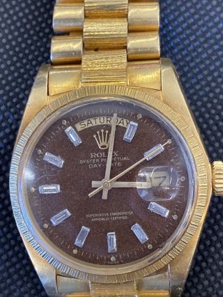 VINTAGE Men’s Automatic ROLEX Oyster Perpetual Day - Date 18k Gold Watch 36mm 3