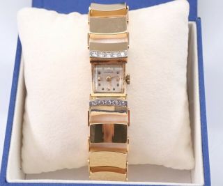 Vintage Estate 14k Yellow Gold Diamond Longines Ladies Bracelet Watch